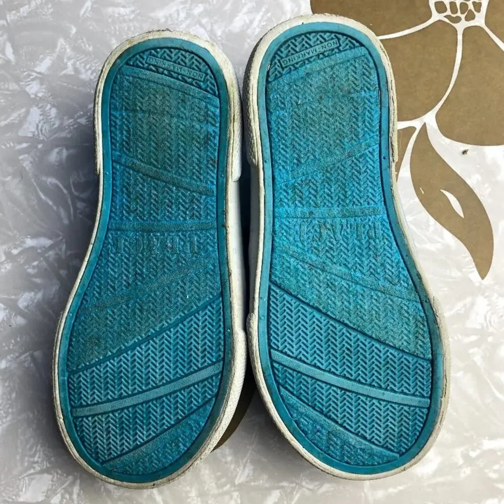 Children's Place Gray White Blue Canvas Slip On Tie Double Eye Boat Loafer Shoes
